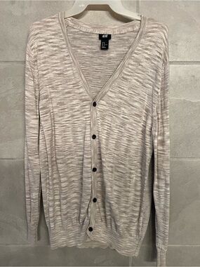 H&M Men's Light Taupe Marled V-Neck Cardigan